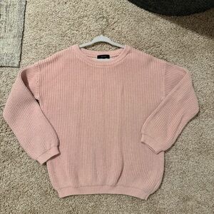 Quince Light Pink Knit Ribbed Crewneck Sweater Size 10 Organic Cotton